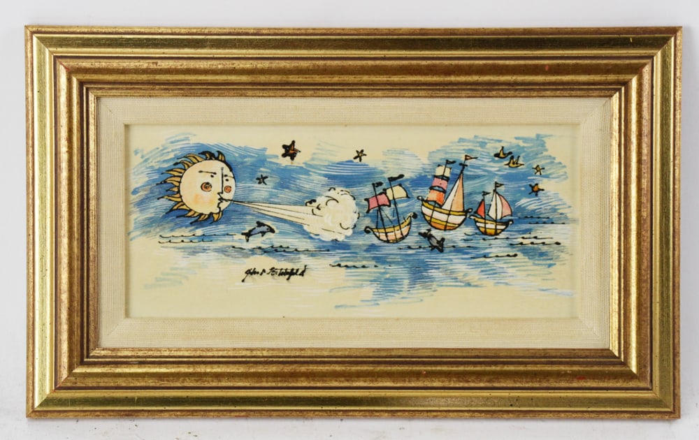 John Lochtefeld, North Wind, Colored Woodcut (1 of 8)