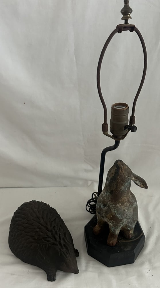 Cast Iron Garden Hedgehog, Pig, Rabbit Lamp (1 of 1)