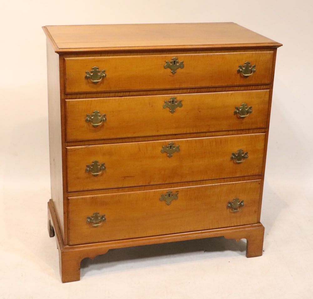 Early New England Tiger Maple 4-Drawer Chest (1 of 9)