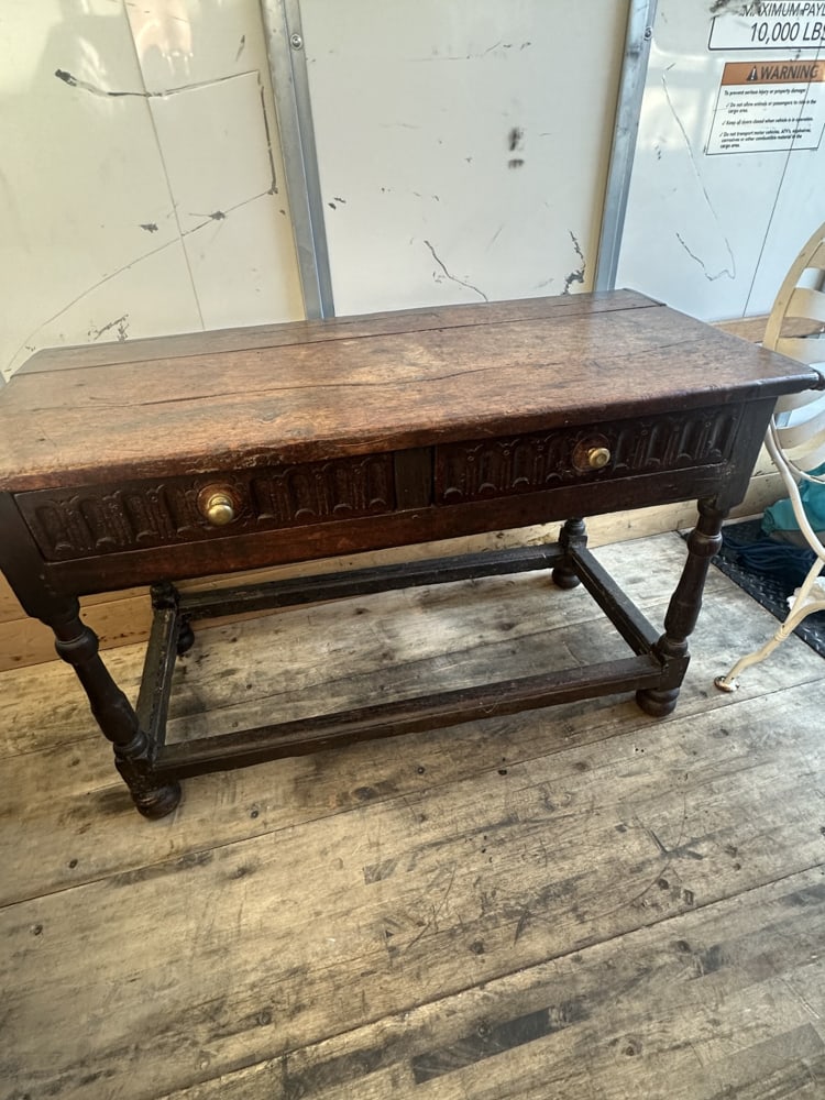 English Charles I Carved Oak Side Table (1 of 2)