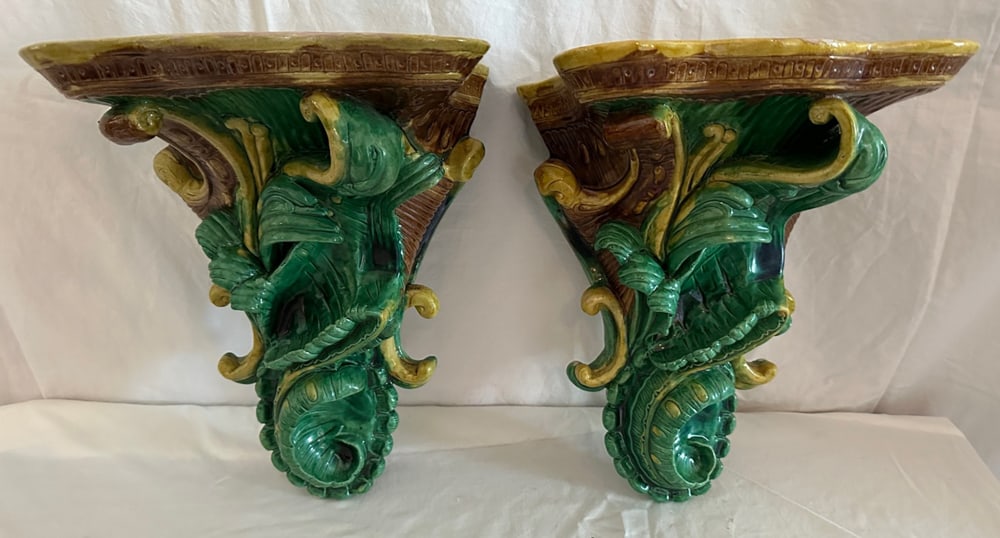 Large Majolica Foliate Wall Brackets (1 of 6)