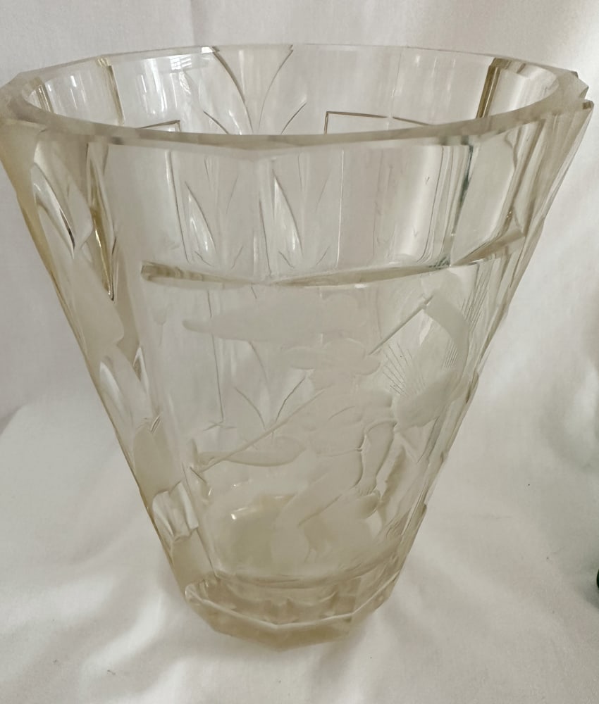 Fine Acid Etched Crystal Vase with Female Figures (1 of 4)