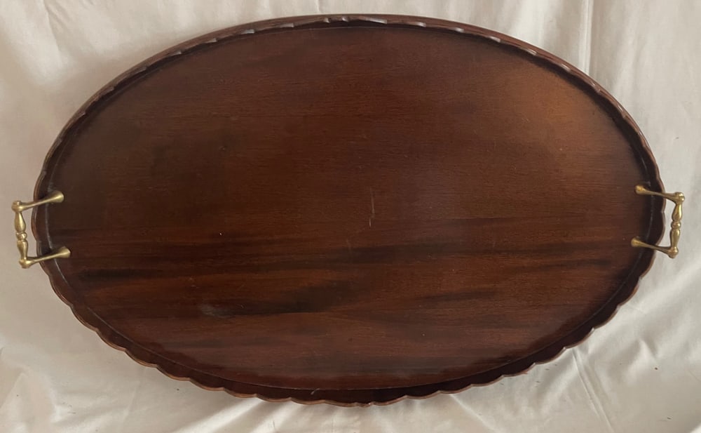 Mahogany Serving Tray with Brass Handles (1 of 4)