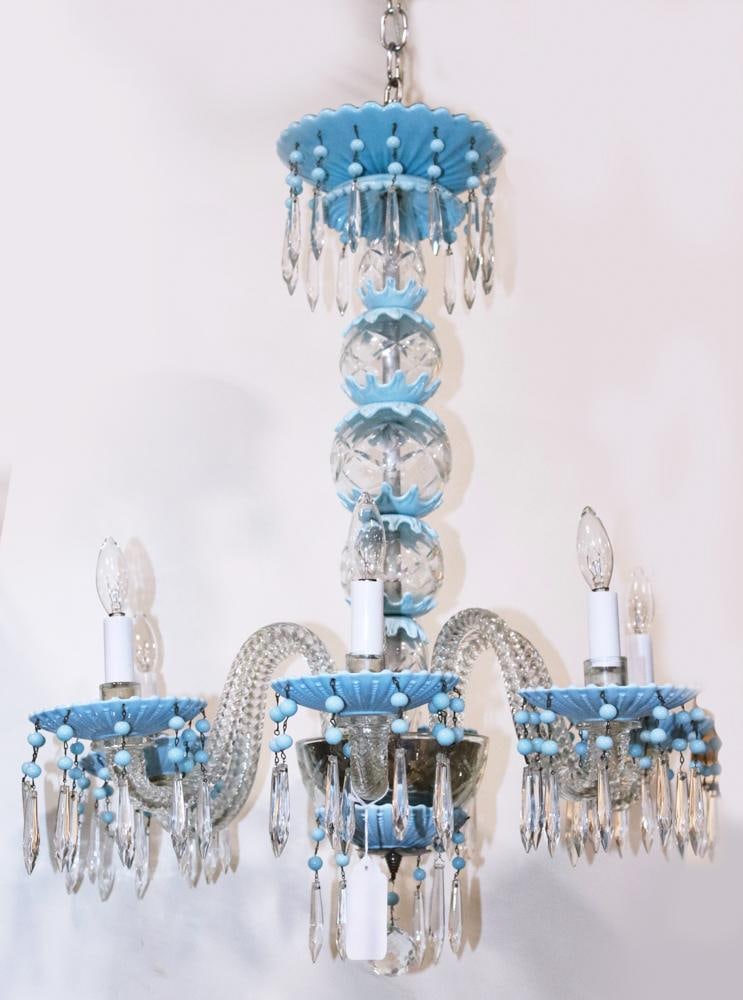 Italian Blue and White Blown Glass Light Fixture (1 of 7)
