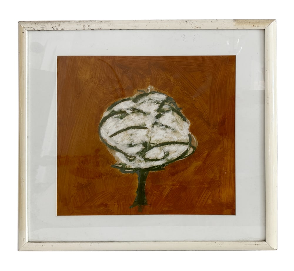 Watercolor of Tree Initialed M.H. (1 of 5)