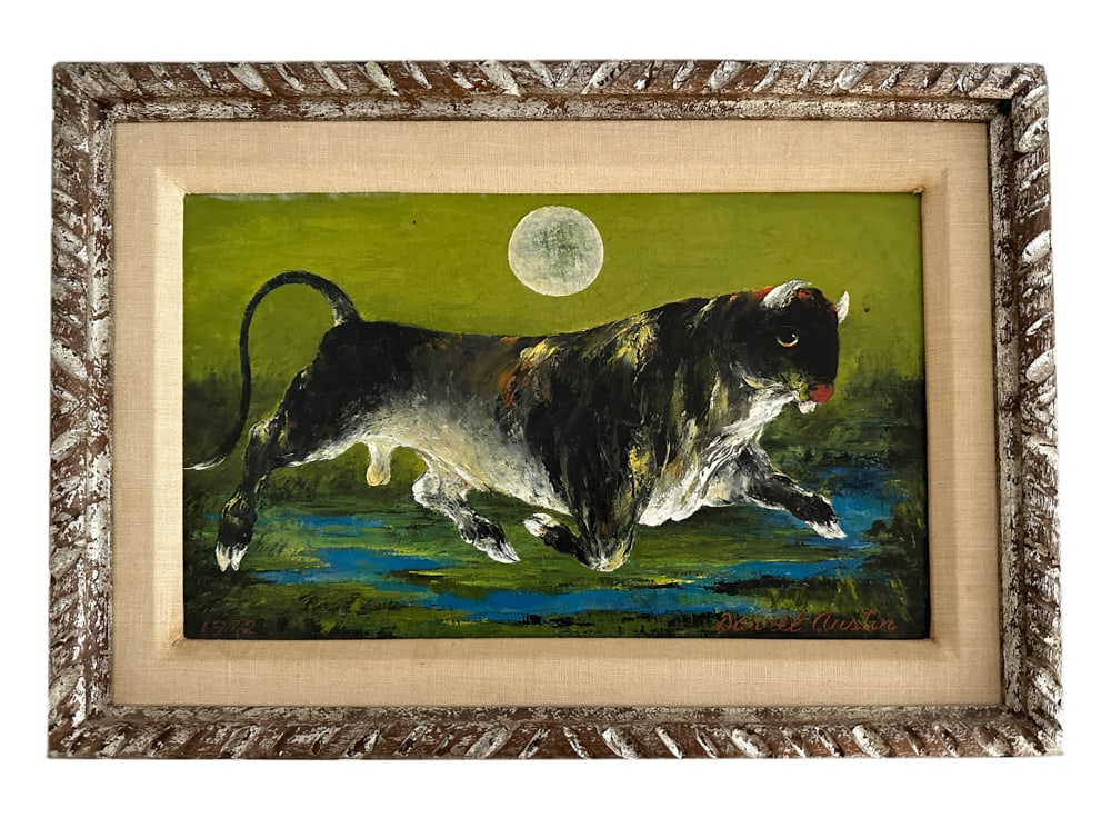 Darrel Austin, Bull in Moonlight, Oil on Canvas (1 of 5)