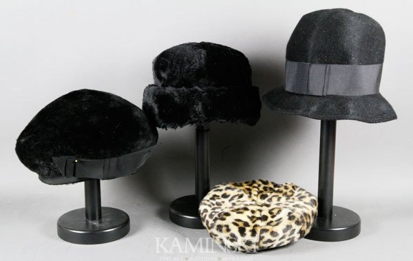4 Vintage Winter Hats: 4 Vintage winter hats, 1 felt by Baralino of Milan, 3 faux fur.
