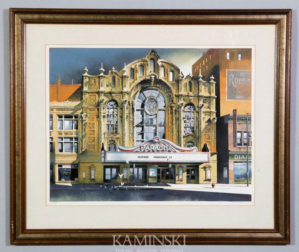 Addison, "Paradise Theatre", Serigraph: Robert Addison (1924-1988), "Paradise Theatre", limited edition serigraph, pencil signed lower right, 20 5/8"h x 27 1/4"w (sight), 31 3/4"h x 37 1/2"w (frame).