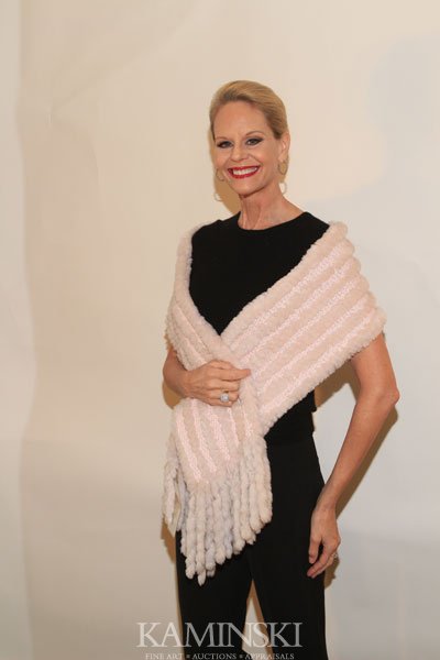 Pink Shear Beaver Knit Scarf with Fringe: New pink Shear Beaver Knit Scarf with Fringe. Retail price $500
