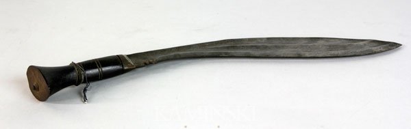 19th/20th C. Curved Sword: 19th/20th century curved sword, possibly Nepalese, 18 3/4" (length including handle). Small nicks to handle.