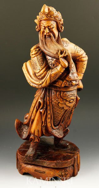 Japanese Carved Wood Model of a Scholar: Japanese carved wood model of a scholar, 18 1/2"h.