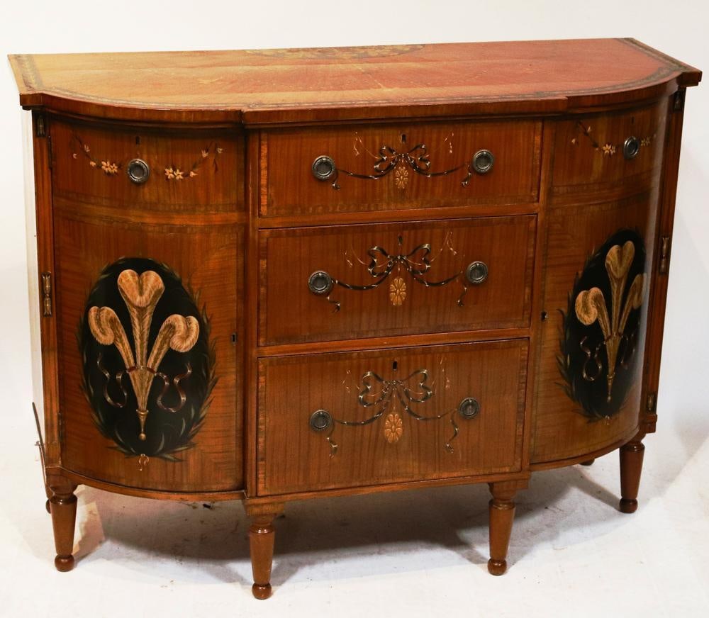 English Satinwood Server, Hand-Painted Floral Design (1 of 10)