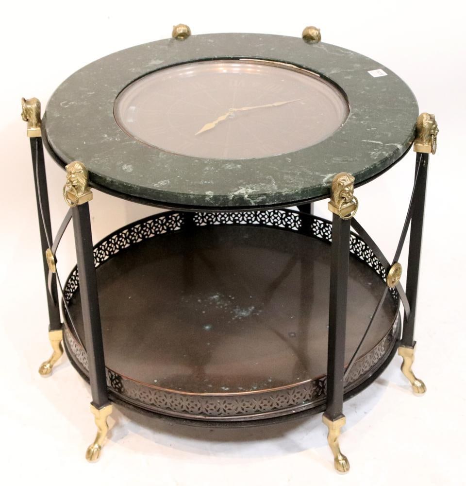 Sun Dial Table with Green Marble Top (1 of 1)