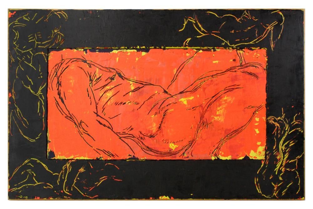 Anton Cohon, Nude, Oil on Wood Panel: Anton Cohon, nude, 1992, oil on wood panel, 24" x 38". Provenance: Formerly part of the Best Products Company, Richmond, Virginia collection.