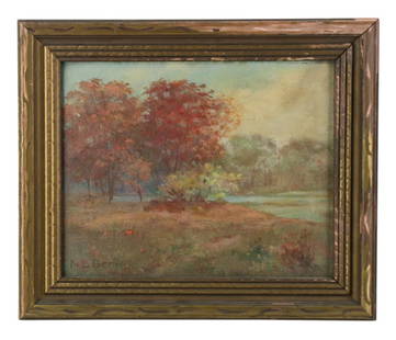 NL Berry, Roger Williams Park, Oil on Canvas Board: NL Berry, Roger Williams Park, Providence, Rhode Island, oil on canvas board, signed, 8" x 10", framed 10" x 12". Provenance: Cambridge, Massachusetts collection.