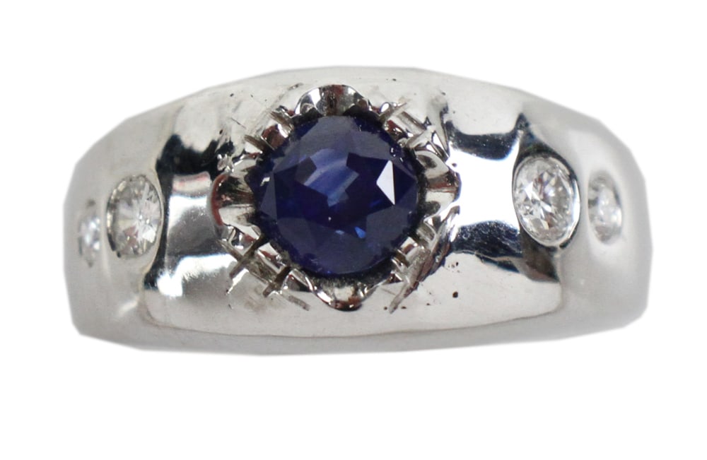 Men's 14k Gold, Sapphire and Diamond Ring (1 of 8)