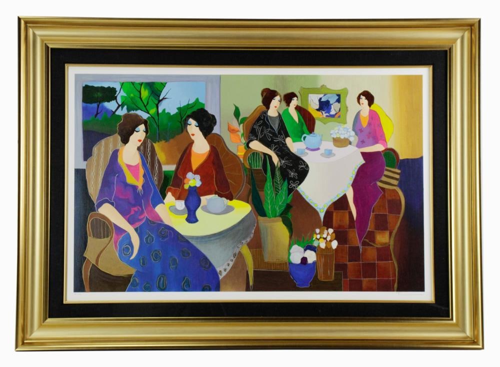 Itzchak Tarkay, Women at Tea in Cafe, Serigraph (1 of 9)