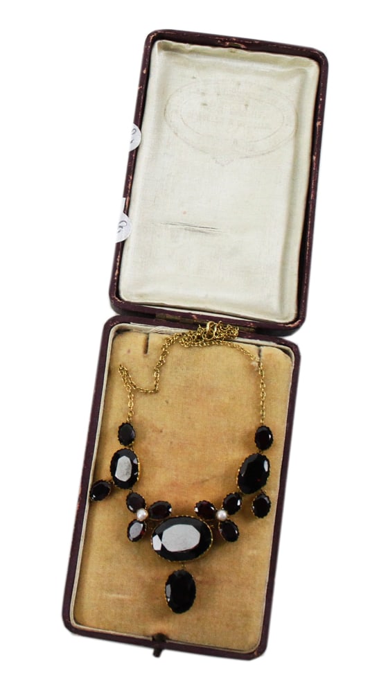 Garnet Necklace, Large Stones, Pearl (1 of 8)