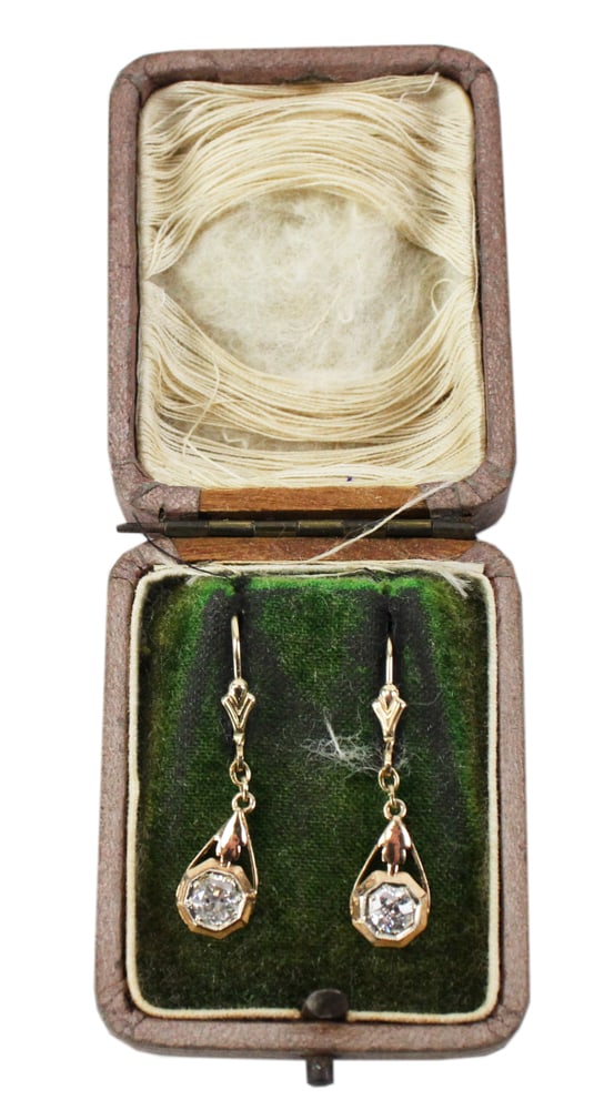 14k Gold Diamond Drop Earrings (1 of 6)