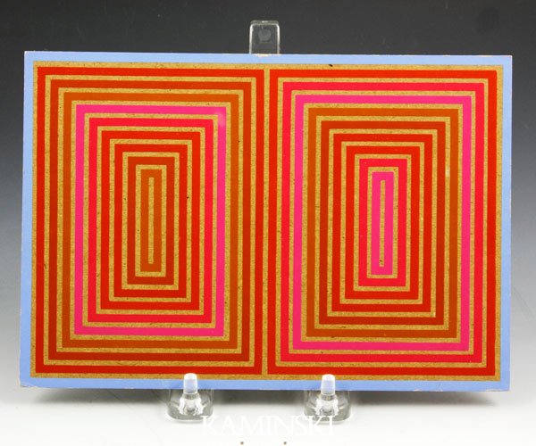 Anuszkiewicz, Screen Print: Richard Anuszkiewicz, Sequential series, op art illusion, special screen print on thick cardboard, signed and inscribed "to Jason + Clara Anuszkiewicz 1973", with small gray screen-printed mark within