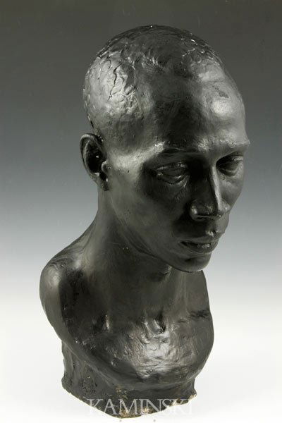 Barthe Plaster Bust: Richmond Barthe bust of African American, plaster, 15 1/2"h.