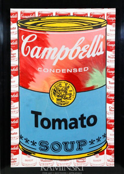 Kaufman, "Campbell's Soup I (Tomato)", Screen-pri: Steve Kaufman (American 1960-2010), "Campbell's Soup I (Tomato)", embellished screen-print on canvas, 1997, Martin Lawrence Limited Editions, Inc., 68/100, signed and numbered on verso, Martin Lawrenc