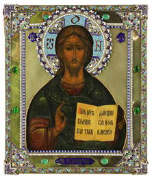 19thC Russian Icon of Christ Pantocrator