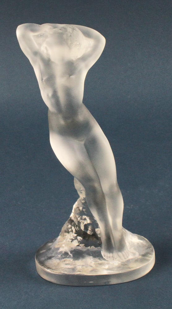 Lalique Nude: Lalique nude, 9" x 4 1/2". Good condition. Provenance: Palo Alto, California collection.