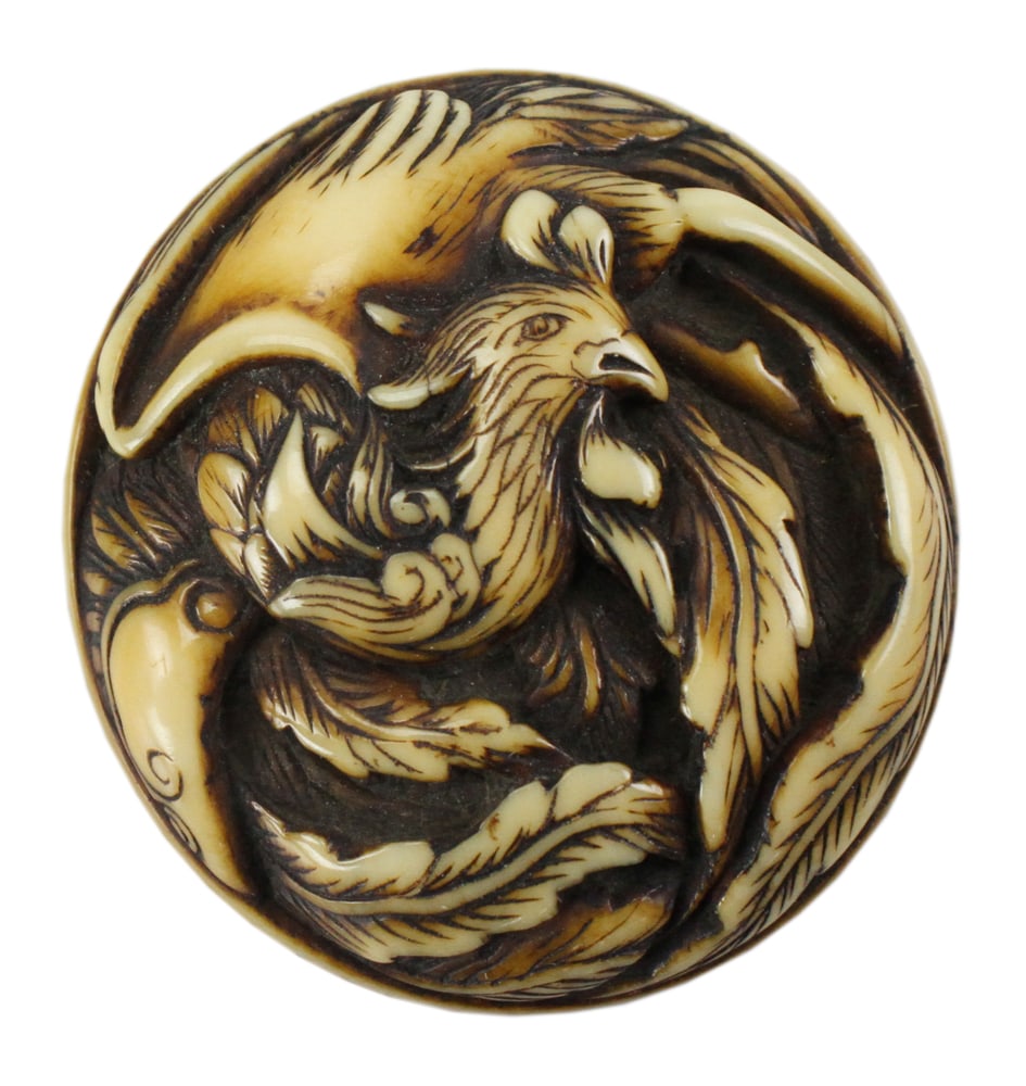 Antique Two Piece Carved Netsuke of Bird (1 of 8)
