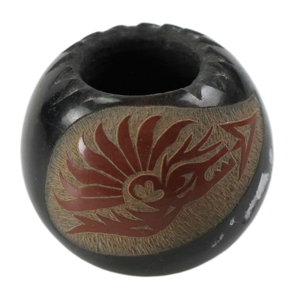 Joseph Lonewolf, Santa Clara Pueblo Miniature Vase (1 of 6)