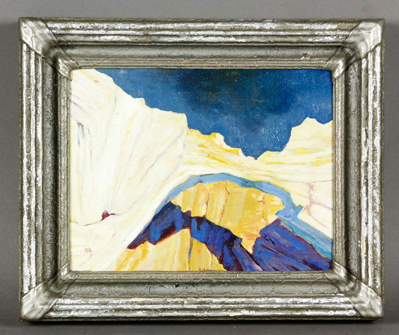 Dixon, "Utah", O/P: Maynard Dixon (American 1875-1946), "Utah", oil on panel, signed lower left "MD", 9"h x 7"w (view), 10"h x 12"w (frame).