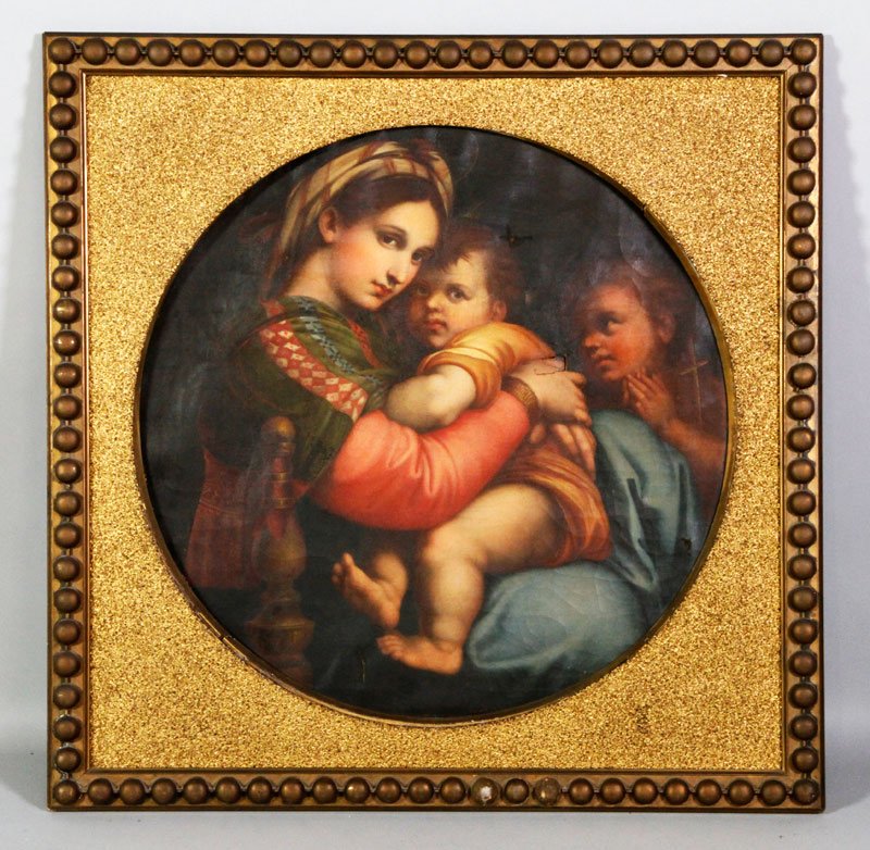 After GaetanoLari, "Madonna della Seggiola": After GaetanoLari, "Madonna della Seggiola", circa 1872, information verso: Copio dell Originale 1872, Madonna della Seggiola-made from the original by Gaetano Lari, "Louis Pisani's Picture Gallery, 3