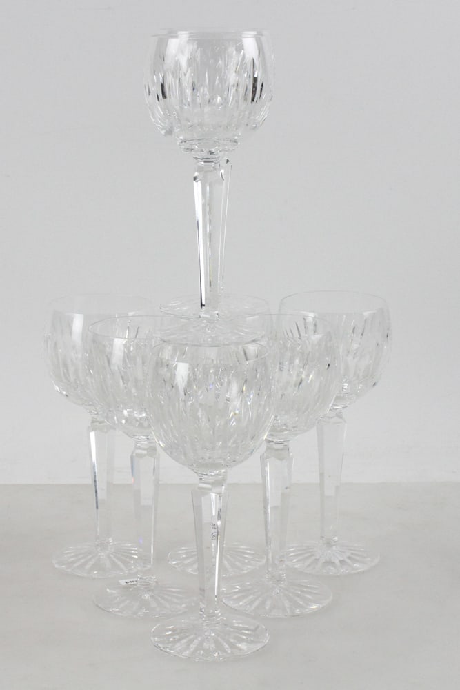 Waterford Crystal "Eileen" Wine Goblets: Waterford crystal "Eileen" pattern wine goblets, 7 1/2". Lot of (8). Provenance: Cambridge, Massachusetts collection.
