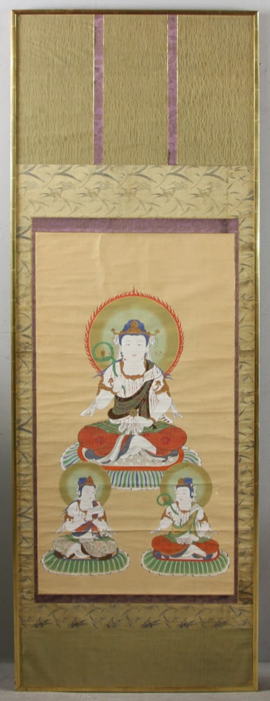 Chinese Hand-Painted Scroll Painting, Framed (1 of 5)