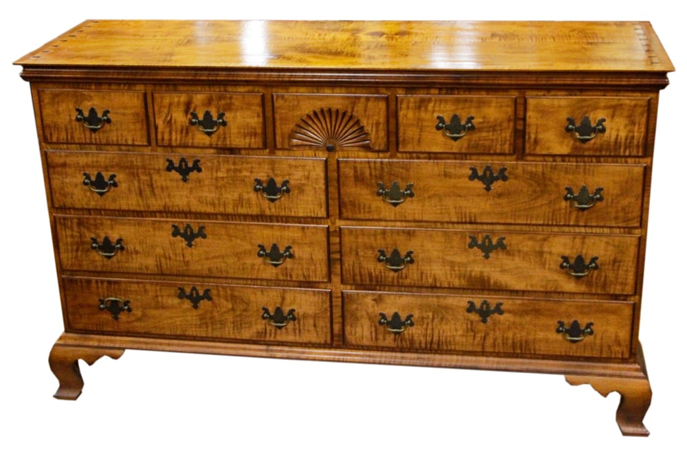D. R. Dimes Signed Tiger Maple Dresser (1 of 10)