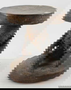 Old African Figural Stool: Old African figural stool, 14" x 11". Provenance: Palm Beach, Florida estate.