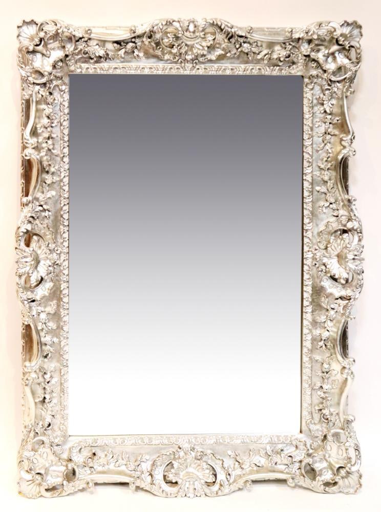 Fancy Silver Leaf Beveled Mirror (1 of 6)