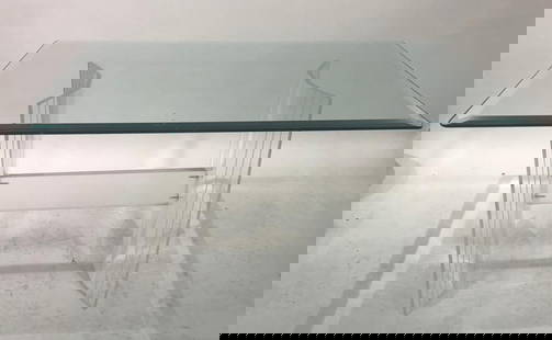 Mid Century Modern Lucite Cocktail Table: Mid-century modern lucite cocktail table with beveled glass top, 15" H x 48" W x 30" D. Provenance: Florida estate.