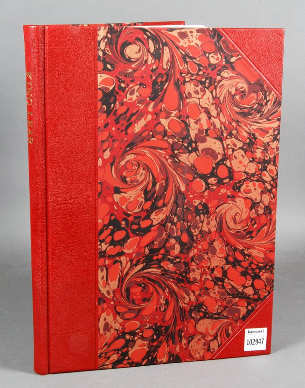Limited Edition King Lear: King Lear by William Shakespeare, limited edition #1214, 3/4 binding with marbleized paper and at end papers, London, The Folio Society, printed in Germany, arrangement with the Oxford University Pres
