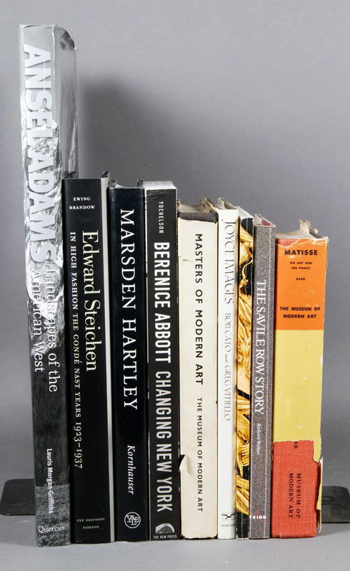 Lot of 9 Art Books: Lot of nine art books, including large folio of Ansel Adams, Marsden Hartley, Edward Steichen, Bernice Abbott, etc.