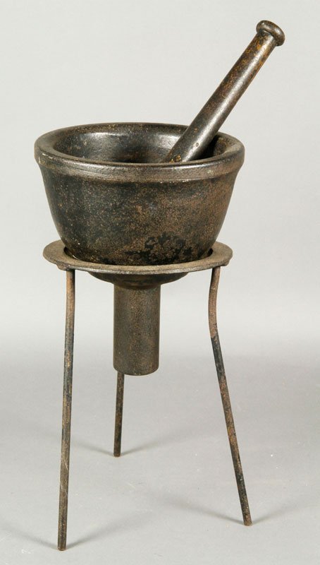 Civil War Mortar and Pestle: Civil War mortar and pestle, iron, 12 1/4".