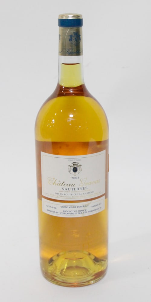 Assorted Fine Wine: (1) 1.5-liter bottle of Chateau Gravas Sauternes, 2003.