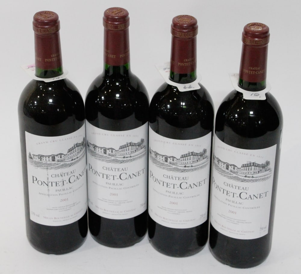 Assorted Fine Wine: (4) 750ml bottles of Chateau Pontet Canet Pauillac, 2001.