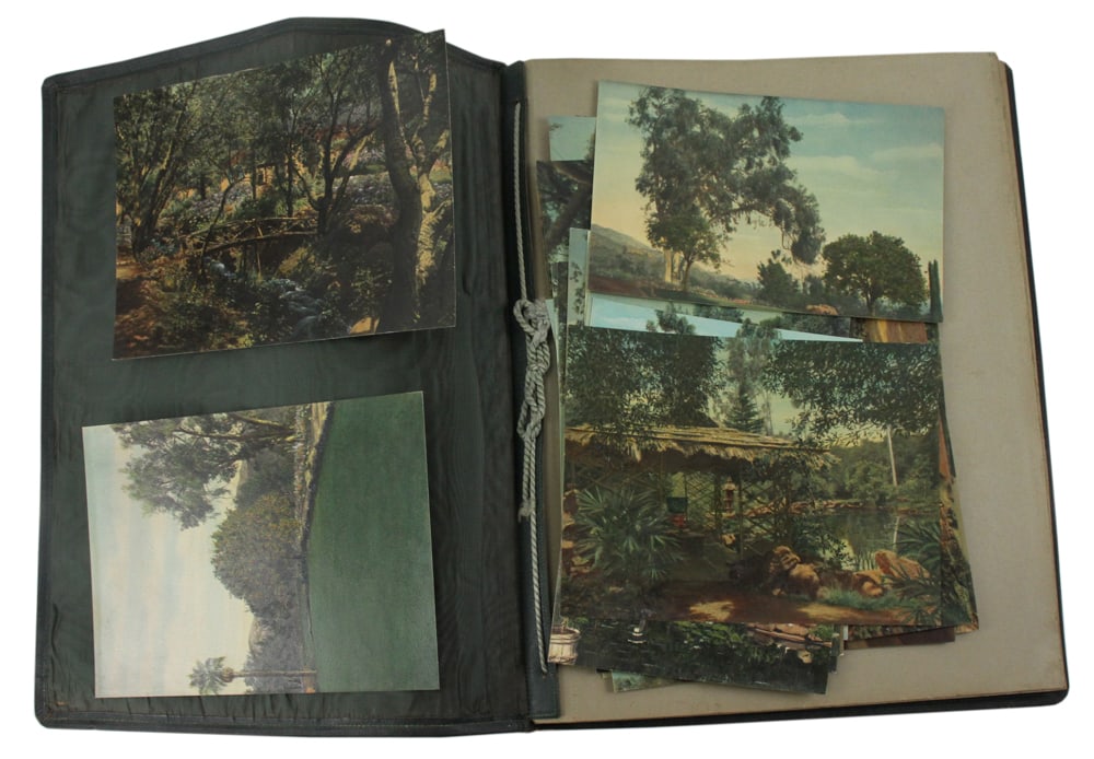 Rare Collection of Early Hand-Colored Photos of El Mirador Estate: Rare collection of early hand-colored photographs of El Mirador Estate, Montecito, Santa Barbara, California, including photos of the famous gardens, signed by the photographer, (13) 10" x 7", (3) 6" 