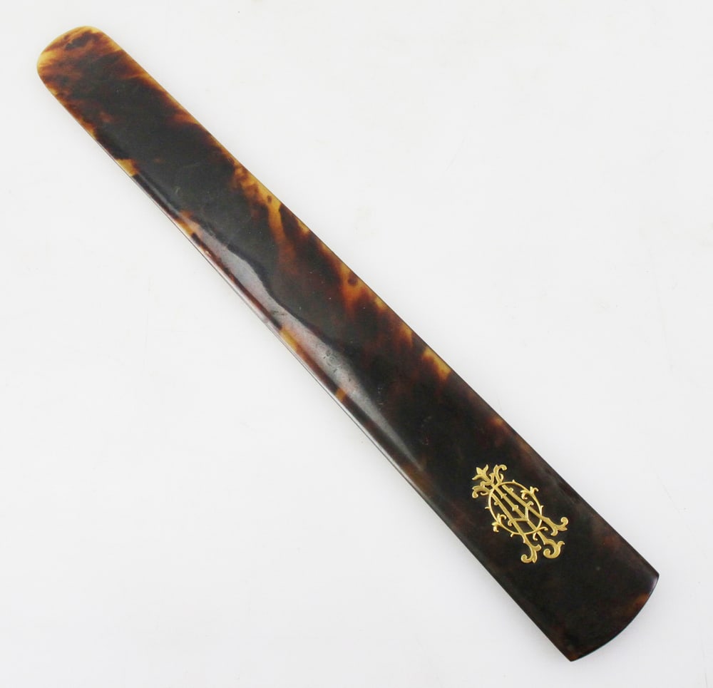 Ogden Armour Page Turner with 14k Gold Initials: Ogden Armour page turner having 14k gold initials, 14" x 2". Provenance: Mitchell-Armour Estate.