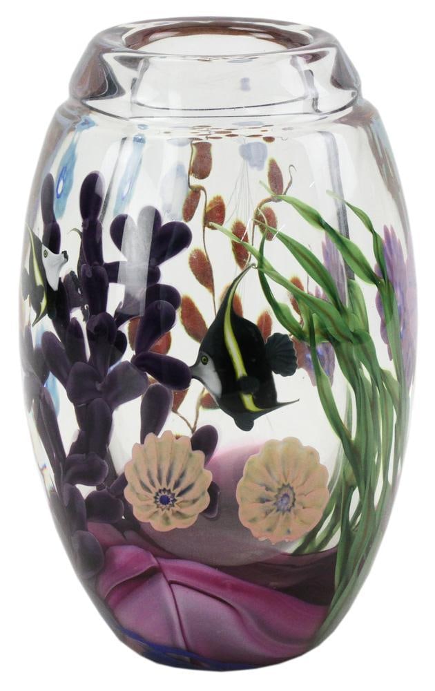 Steven Lundberg Art Glass Vase, Under the Sea: Steven Lundberg Studios "Under the Sea" art glass vase, signed, dated 1995, 9 1/2" H.