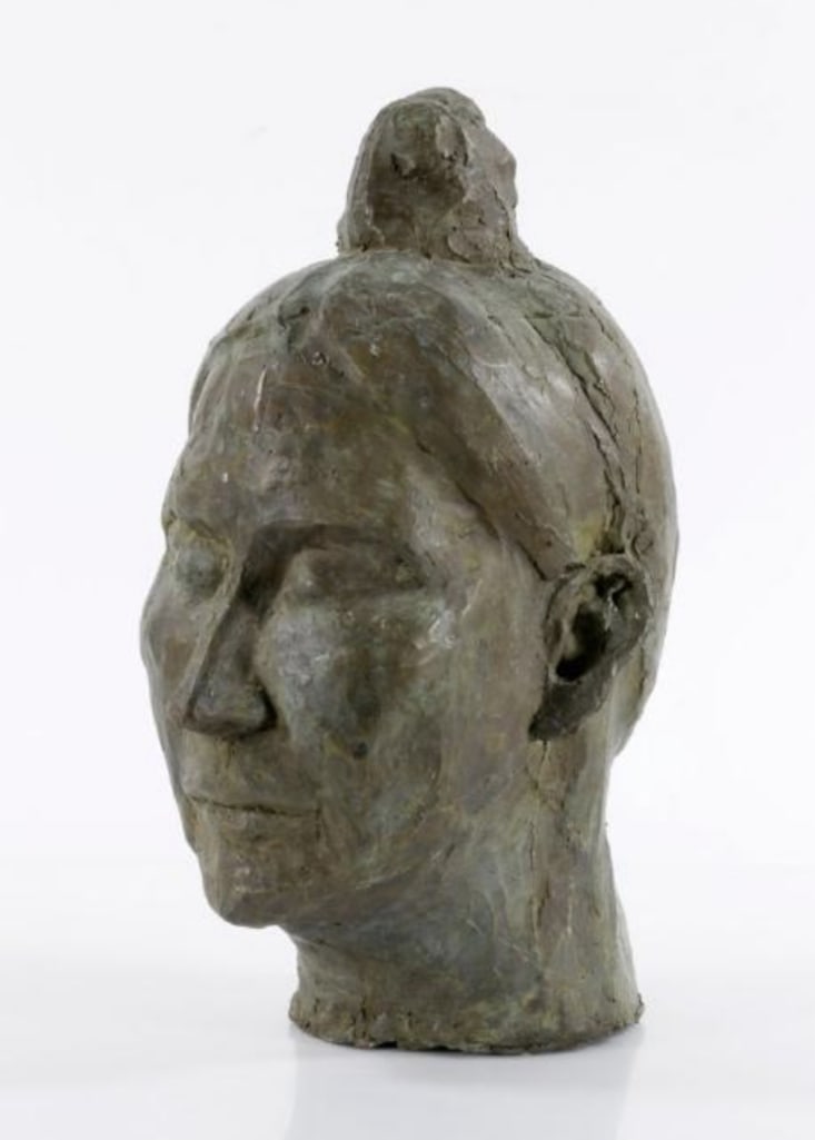 Modern Head, Bronze Sculpture: Modern head, bronze sculpture, unsigned, 14" h x 10" w.