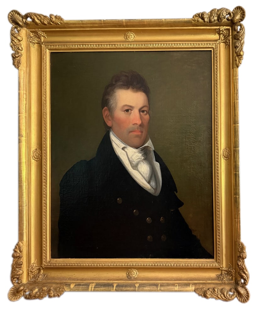 Portrait of Jonathan Ogden, Oil on Canvas: Portrait of Jonathan Ogden, born Essex County, New Jersey 1807, died Chicago, Illinois 1888, father of Malvina "Belle" Ogden Armour, oil on canvas, 30" x 25", in period frame 38" x 34". Provenance: Mi