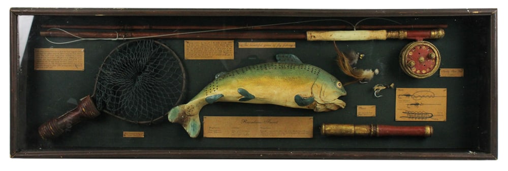 Fishing Diorama: Fishing diorama, 3 1/2" x 42" x 13".