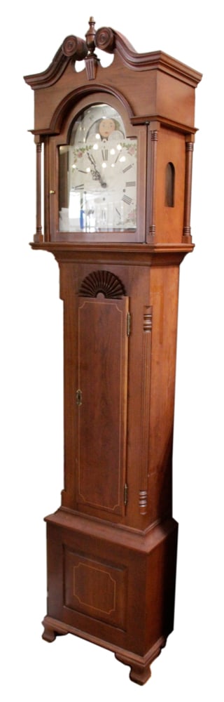 Pennsylvania Tall Clock, Ira Lescher & Son: Pennsylvania tall clock, Ira Lescher & Son, 90" H x 19" W x 21" D.